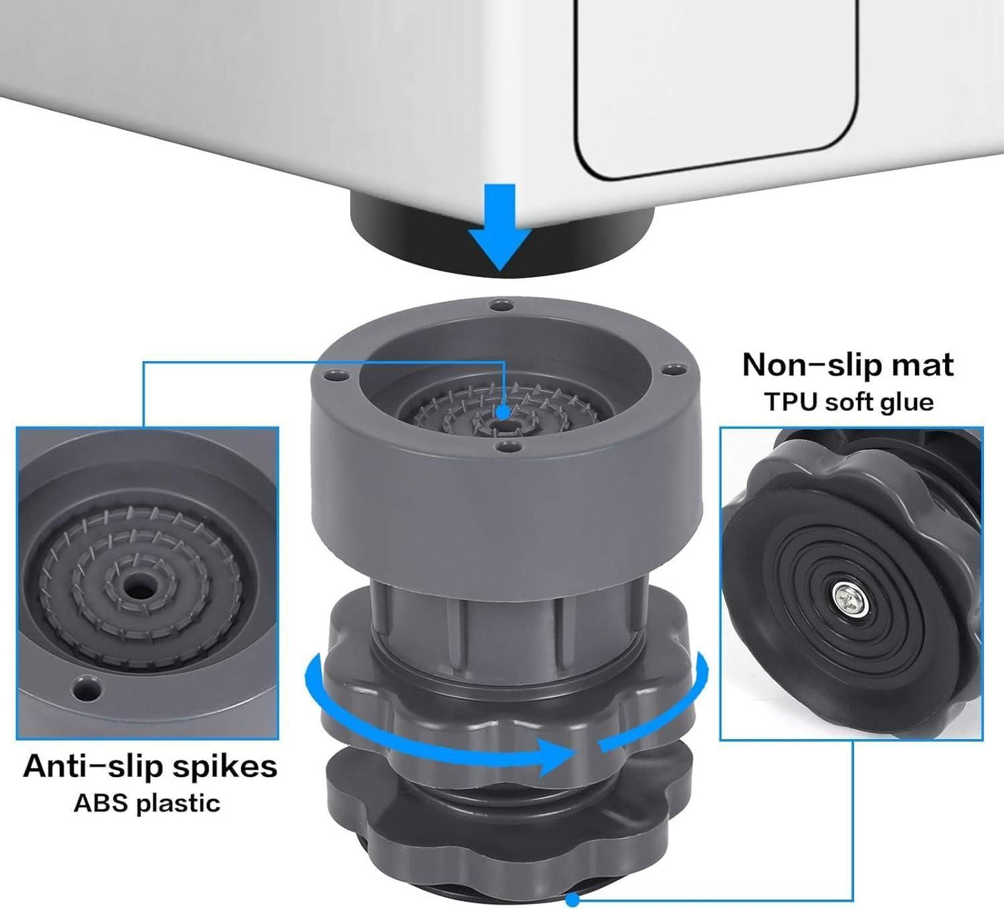 Washing Machine Vibration Pads, Floor Trays, Refrigerator Stand (4 Pcs Set X 2)